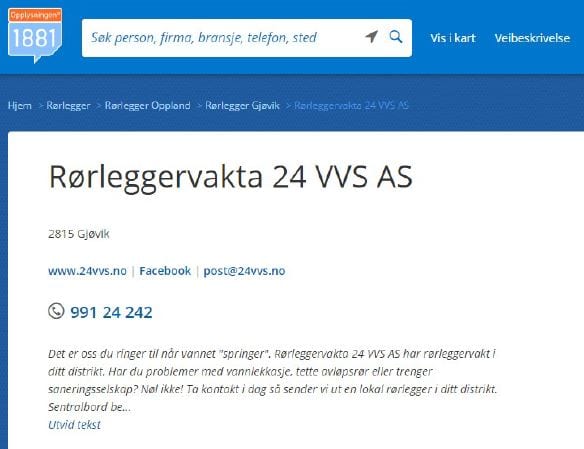 Varsler overtredelsesgebyr til Rørleggervakta 24vvs