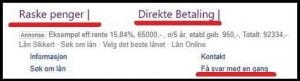 Eksempel på reklame for forbrukslån.